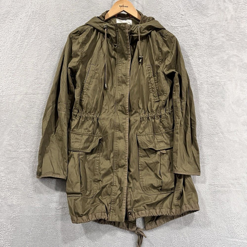 Kensie Jacket Military Green‎ Hooded Full Zip Women's S Utility